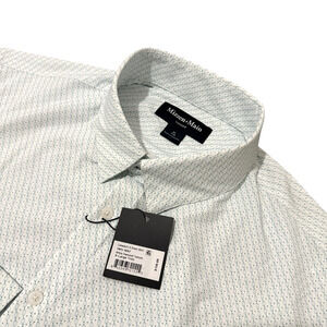 Mizzen+Main Leeward Performance Dress Shirt White Blue Diamond Men’s XL Classic